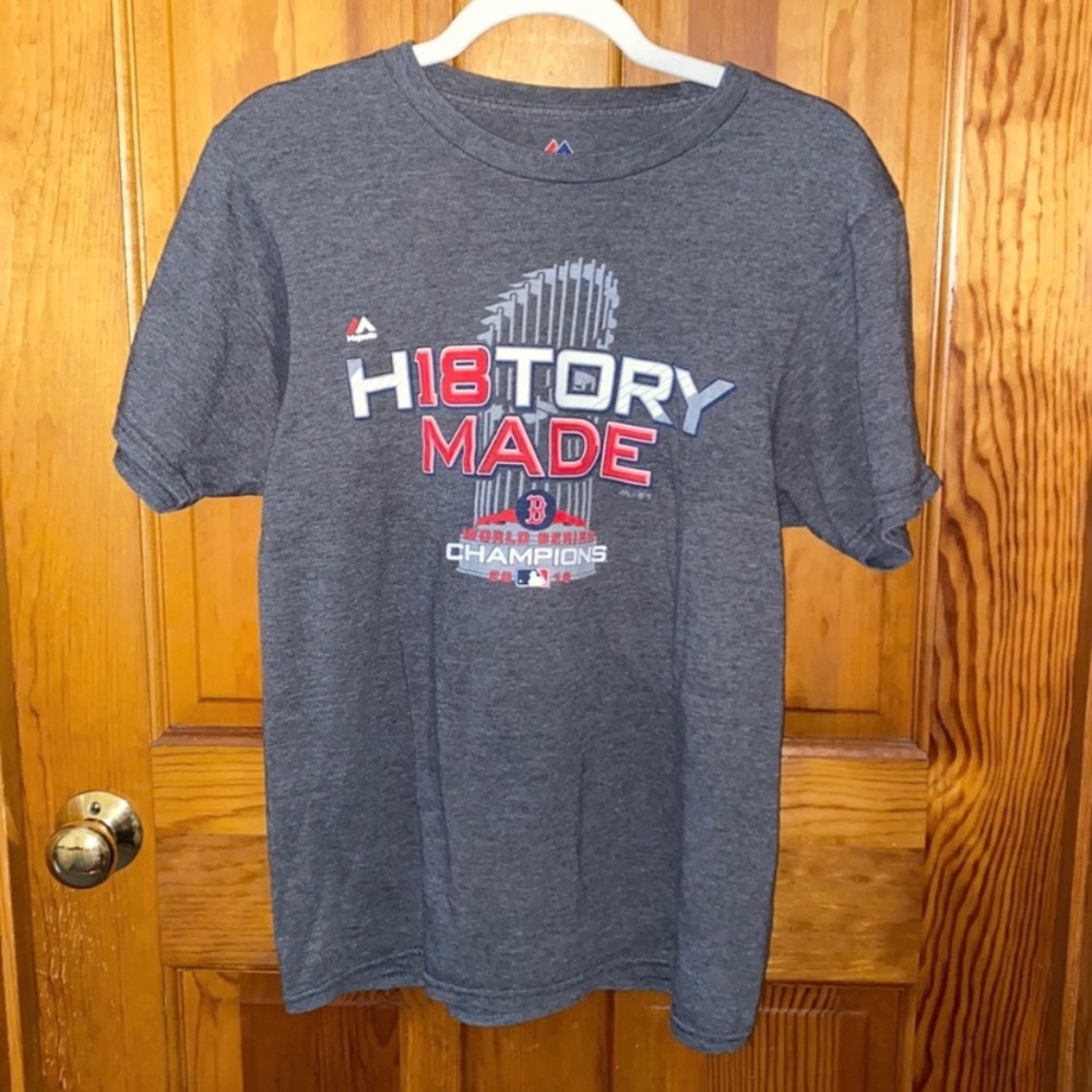 5/$25 🎆 EUC Red Sox 2018 World Series History Made Grey Tee Shirt, Size Small